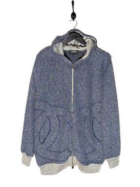 Chanel 2017 Blue Metallic CC Zip-Up Hoodie